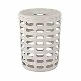 blomus Wäschesammler -KORIE- | Wäschekorb 90 L mit Deckel | Großer Wäschebehälter 40Ø x 54H cm | Farbe Moonbeam Beige