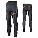 MEETWEE Herren Radlerhose Lange Fahrradhose, Kompression Radhose Leggings Radsport Hose für Männer Elastische Atmungsaktive 3D Schwamm Sitzpolster (Rot-a, XXXL)
