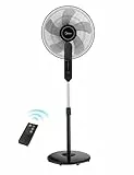 Midea FS40-15FR Standventilator Leise mit Fernbedienung,3 Geschwindigkeitsstufen,LED Anzeige, 7,5H Timer,höhenverstellbar, 80°Oszil-lationsfunktion, 55W Kraftvoller,Ventilator,Luftzirkulation, Schwarz