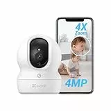 EZVIZ CP1 Pro 4MP WLAN Überwachungskamera Innen, 360° PTZ Home und Baby Monitor mit Farbnachtsicht, 2,4/5GHz Wi-Fi IP Kamera, Personen-/Geräuscherkennung, Auto-Zoom-Tracking, 2-Wege-Audio