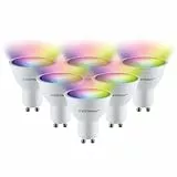 HOFTRONIC - 6er GU10 Smart Lampe RGBWW, Wlan (WiFi+Bluetooth) leuchtmittel RGB, 2700K-6400K (16,5 Millionen Farben) Dimmbar über App & Sprache - Kompatibel mit Alexa Echo, Siri, Google Home
