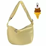 TYXHXTF Umhängetasche Damen, Groß Crossbody Bag Halbmond Tasche mit Verstellbarer Schultergurt, Cremig Gelb Casual Schultertasche für Arbeit, Reisen, Alltag