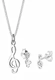 Elli Schmuckset Damen Notenschlüssel Musik in 925 Sterling Silber