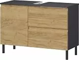Germania Waschbeckenunterschrank 8243-564 GW-Salinas, in Graphit/Eiche,mit Siphonaussparung, 80 x 56 x 34 cm (BxHxT)