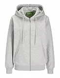 JJXX Damen JXABBIE RLX LS Every Zip Hood SWT NOOS Sweatshirt-Jacke, Light Grey Melange/Print:Bright White Logo, L