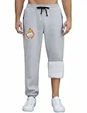 CMTOP Jogginghose Herren Baumwolle Thermo Dicke Breite Jogginghosen Baggy Warme Fleece Gefütterte Weit Gym Sporthosen Winter Track Pants mit Reißverschluss Taschen(Hellgrau,L)