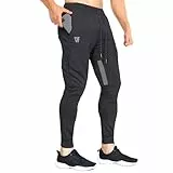 BROKIG Netz Gym Sporthose Herren Fitness Trainingshose Herren Lang Jogginghose Slim Baumwolle Vertikale Tasche Mit Reißverschluss(Schwarz,L)