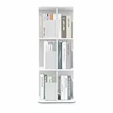 DeeDuud Drehbares Bücherregal 3 Ebenen Bücherregale mit Sicheres Ablenkblech Book Shelves für Schlafzimmer Arbeitszimmer Wohnzimmer Kinderzimmer (Weiß)