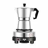 CHERIPOLI 150ml 500W Tragbare Espressomaschine Silber Kaffeemaschine, Kaffeekocher Elektrische Espressokocher Mit Stecker, für unterwegs oder Camping