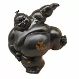 DXEHSEUY Sumo Figurine Realistische Details, Schreibtisch-Dekoration für Eingang, Büro, Regal, 25,5 x 16,5 x 26 cm, Schwarz