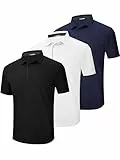 3er Pack Poloshirt Herren Kurzarm Schnelltrocknend Atmungsaktives Polohemd mit Brillenhalter Knopfleiste Golf T-Shirts Hygroskopisch Sports Polo T-Shirt (BKWTNB L)