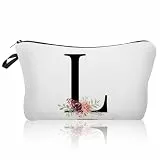 Larfraecy A-Z Personalisierte Kosmetiktasche Personalisierte Make up Tasche,Gedruckte Kosmetiktasche mit Namen Geburtstagsgeschenke für Frauen,Mütter,Beste Freundinnen und Brautjungfern (L)