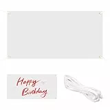 OMJMYY Banner Weiss 180 x 100 cm, Leeres Banner mit 6 m Hängendem Seil Polyester für DIY Painting Hochzeit Geburtstag Partys Outdoor