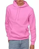 JIHUILAI Herren-Sweatshirt, klassischer Fleece-Kapuzenpullover, Baumwoll-Mischgewebe, einfarbig, Kordelzug mit Kapuze (XS-3XL), Pink, Large
