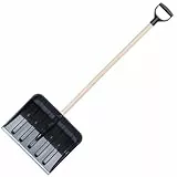 pokm toolsmarket - Schneeschaufel Kunststoff + Stahlkante 41 cm – Leichter Schneeschieber mit Holzstiel & D-Griff – Robuste Schneeschippe Schneeräumer