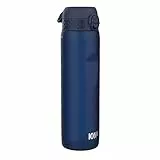 ion8 1 Liter Trinkflasche, 1000ml, Auslaufsicher, Einhandöffnung, Sichere Verriegelung, Spülmaschinenfest, BPA-frei, Tragegriff, Leicht zu Reinigen, Ideal für Sport und Fitnessstudio, Navy