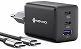NOVOO 67W USB C Ladegerät GaN Ⅲ USB C Netzteil 3-Port mit Schnellladeleistung Kompaktes Reisen kompatibel MacBook Pro/Air,iPad Pro,Pixel,ThinkPad,Dell XPS 13,Samsung,iPhone 16,Galaxy S24,Steam Deck