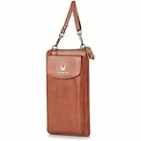DONBOLSO® Handy Umhängetasche Porto | Kleine Handytasche für Damen | Stilvolle Handytasche mit Geldbörse zum Umhängen | Crossbody Bag Damen in Cognac