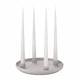 blomus Kerzenhalter 4er -Vela- | Farbe Satellite | ⌀ 27 x 3,5H cm | Kerzenständer Grau für 4 Kerzen | runder Kerzenleuchter aus Steingut