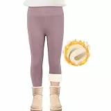 SPFASZEIV Thermo Leggings Mädchen Gefütterte Hose Kinder Dicke Winter Warme Lange Baumwolle Leggings mit Fleece 6–7 Jahren Lila