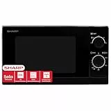 SHARP R200BKW Solo-Mikrowelle, 800 W, 5 Leistungsstufen, Timer von 35 Minuten bis 00 Sekunden, gewichtgesteuertes Auftauen, Energiesparmodus, Schwarz, 20 l, Glasdrehteller 25,5 cm