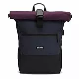 Ela Mo Rucksack Damen - Rolltop schön u. durchdacht - Laptop Rucksäcke für Frauen - Anti Diebstahl Tasche für Schule, Uni, Business (Berry)