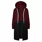 TIMELYE Pullover Damen Reißverschluss Übergangsjacke Hoodie Damen Weiss Kapuzenpullover Mit Taschen Langarmshirt Sportjacke Sweatjacke Damen Oberteile Sweatjacke Damen Mit Kapuze（2-Wine，XL）