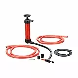 Relaxdays Öl Absaugpumpe, manuelle Handpumpe für Benzin, Diesel, Umfüllpumpe mit 3 Schläuchen, Luftpumpe Aufsätze, rot