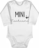 Body langarm Mädchen Junge - Zur - Mini Nachname | Schwangerschaft verkünden Geschenk Geburt Baby - 3/6 Monate - Weiß - personalisierte bodys babysachen neugeborene geburtsgeschenk name babybody