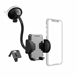 Hama Handyhalterung Auto, für Lüftung und Scheibe, universal bis 11cm Breite (Hochformat, Querformat, 360° drehbar, Klemmhalterung, Saugnapf, mit Bilderrahmen, Auto Gadget, Kfz Handyhalterung) schwarz