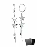 LEEQBCR 1 Paar Ohrringe Silber Stern Hängend für Damen Sterlingsilber Lange Hängeohrringe mit Cubic Zirkonia Quasten Hängende Ohrringe Hypoallergen Statement Schmuck