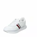 Tommy Hilfiger Damen Runner Sneaker Essential Runner Global Stripes aus Leder, Weiß (White), 38
