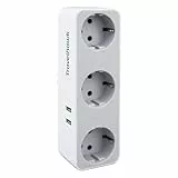 TravelHawk Mehrfachsteckdose, 5-Fach Steckdosenwürfel, 3 AC, 2 USB-A, Verteilersteckdose, Multisteckdose, Steckdose für Zuhause, Büro, Werkstatt, Reise, Steckerleiste Überspannungsschutz