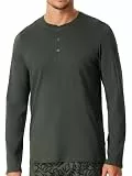 Schiesser Herren Schlafanzugoberteil Shirt 1/1 Langarm Knopfleiste - 182517, Größe Herren:48, Farbe:dunkelgrün