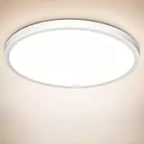 Deckenlampe LED Deckenleuchte Flach Rund, Ultra Dünn Lampe Decke Flurlampe 18W Weiß 4000K 1600LM Modern IP44 Badlampe Badezimmerlampe für Wohnzimmer Schlafzimmer Balkon Bad Flur Keller Küche Ø 223MM