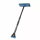 DONGKER 2-in-1-Teleskop-Schneebesen + Eiskratzer, 27,5 bis 35,4 Zoll ausziehbare Eiskratzer/Schneebürste mit Schaumstoffgriff für SUV/LKW/Auto Windschutzscheibe, Fenster, Dach