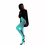 OZYILIAN Glow in the Dark Fischnetzstrümpfe, leuchtende Netzstrümpfe, Strumpfhose, hohe Taille, Strumpfhose, weiße Strümpfe sexy für Frauen(#a,One Size)