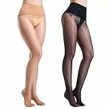 Yilanmy Glänzende Strumpfhosen Damen 20 Den Nahtlose Strumpfhosen Ohne Naht Trasparente Ölige Glanz Feinstrumpfhose (Schwarz*1+Hautfarben*1, XL)