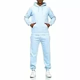 iProfash Trainingsanzug Sportanzug Jogginganzug Trainings Hose Pullover trainings Uni 3 (DE/NL/SE/PL, Alphanumerisch, M, Regular, Regular, (Basic hoodie + Hose) L.Blau)