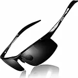 DUCO Herren Sportbrille Polarisierte Sonnenbrille Fahrerbrille Ultraleichte Al-Mg Metallrahmen UV400-Schutz Männer Sonnenbrillen 8177S (Schwarz, Grau)