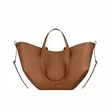 CORIOS Damen Handtasche Flügeltasche Cyme Rindsleder Schultertaschen Eimer Taschen Große Kapazität Tragetasche Elegant Tote Beutel Henkeltaschen 2pcs für Reise Arbeit Shopper Alltag Braun L