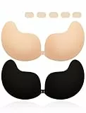Klebe BH Push up Rückenfrei Trägerlos BH ohne träger Klebe-BHS große Brust Wiederverwendbare Unsichtbar Haut Freundlich Sticky Strapless Bra (DE/NL/SE/PL, Körbchengröße & Bandgröße, A, Schwarz+beige)