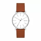 Skagen Herrenuhr Signatur Quartz/3 Zeigerwerk 40 mm Gehäusegröße mit Lederarmband SKW6903