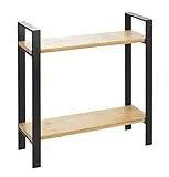 WENKO Küchenregal Mod. Lou, Organizer für die Arbeitsplatte, aus Metall und Bambus, 2 Etagen, 32 x 33 x 11 cm, Schwarz/Hellbraun