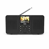 Hama Digitalradio (Internetradio, Radio mit Bluetooth, DAB, DAB+, FM, Dual Band, Radiowecker, 2 Weckzeiten, Fernbedienung per App, rauschfrei, Farb-Display, Stereo Lautsprecher, Drehregler) schwarz