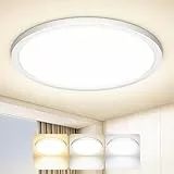 Tyreses Deckenlampe LED Deckenleuchte Flach Rund, 1800LM Ultradünn Lampe Decke, 3000K/4000K/6500K, Modern IP44 Wasserfest Badlampe für Wohnzimmer,Badezimmer,Schlafzimmer,Küche,Flur,Ø22CM