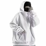 Generisch Hoodie Pullover Herren Rollkragen Hip Hop Sweatshirt Kapuzenpullover Winter Warme Fleece Pulli Oversize Hoody mit Kapuze Streetwear Y2K Sweater Kapuzenshirt Kapuzenpulli mit Tasche Männer