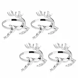 Healifty Serviettenring und 4 Stück in Hirschform Silberfarbene aus Metall Serviettenringe mit Natürlicher Eleganter Dekoration für Hochzeiten Andere Festliche Anlässe