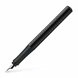 Faber-Castell 140818 - moderner Füller Grip 2010 mit Ergonomisches Design und Hochwertige Konstruktion, Füller breite Feder F, Nachfüllbar inkl. Tintenpatrone - schwarz, 1 Stück