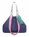 Fritzi Izzy Canvas Navy Shopper Baumwollmix Damen Handtasche Festival City Beach vegan abnehmbares Brillenetui 36 x 50 x 16 cm, Blau